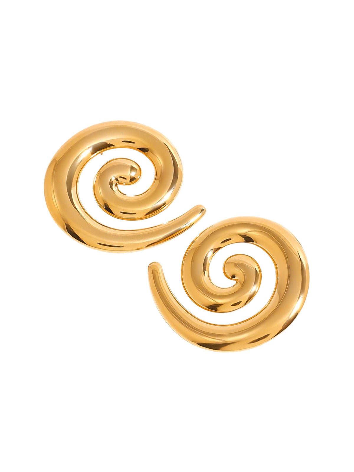 Boucles d'oreilles spirale, design géométrique, dorées, acier inoxydable, grandes boucles, style moderne, modèle Selma - Boucles d'oreilles - Or