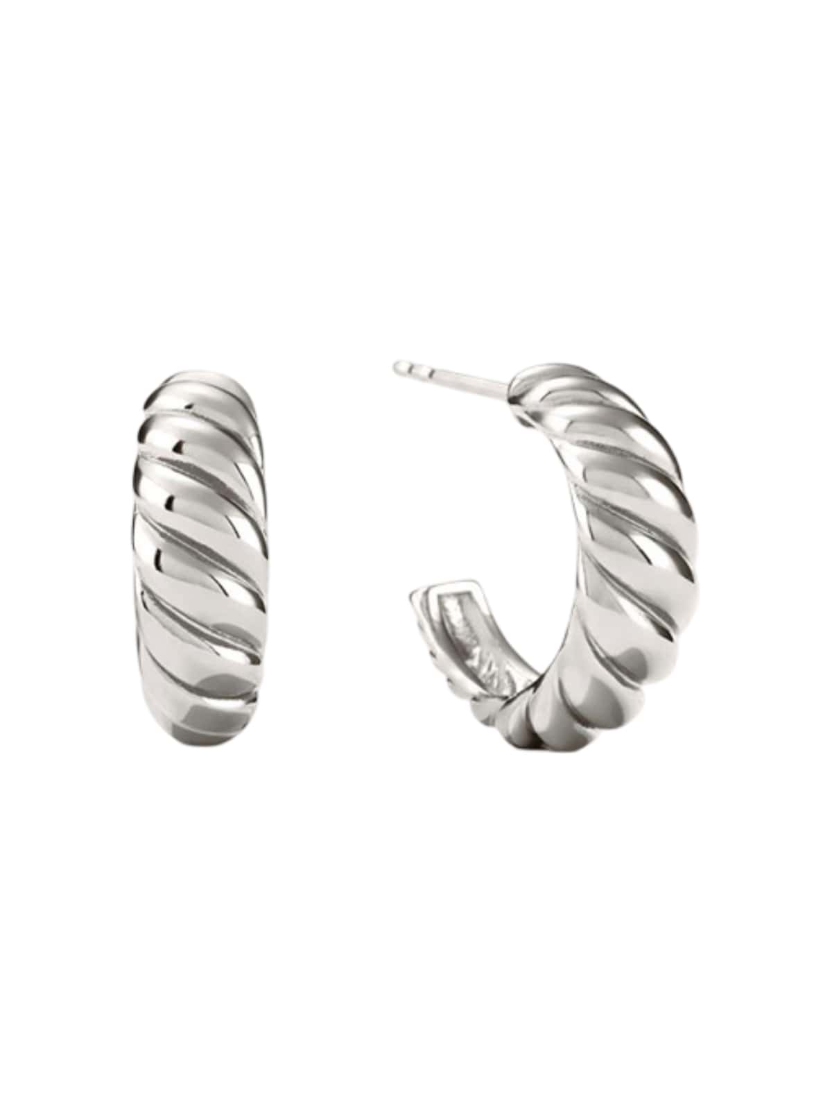 Boucles d'oreilles torsadées corne, acier inoxydable doré, forme géométrique, bijoux femme, modèle Rachilde - Boucles d'oreilles - Argent 17 mm