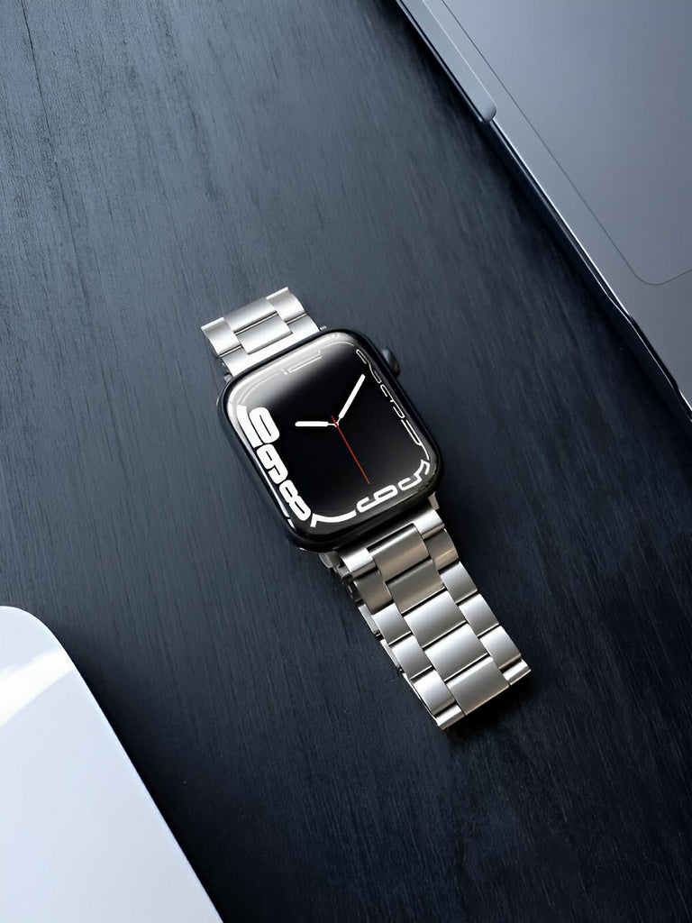 Bracelet acier inoxydable Apple Watch, design raffiné, maillons ajustables, fermoir invisible, confort et style, modèle Major - Bracelet Apple Watch - Argent 38 à 42mm