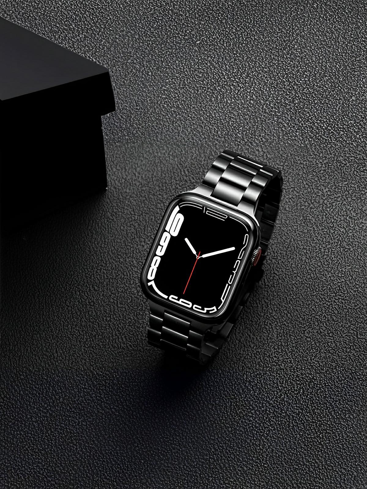 Bracelet acier inoxydable Apple Watch, design raffiné, maillons ajustables, fermoir invisible, confort et style, modèle Major - Bracelet Apple Watch - Noir 38 à 42mm