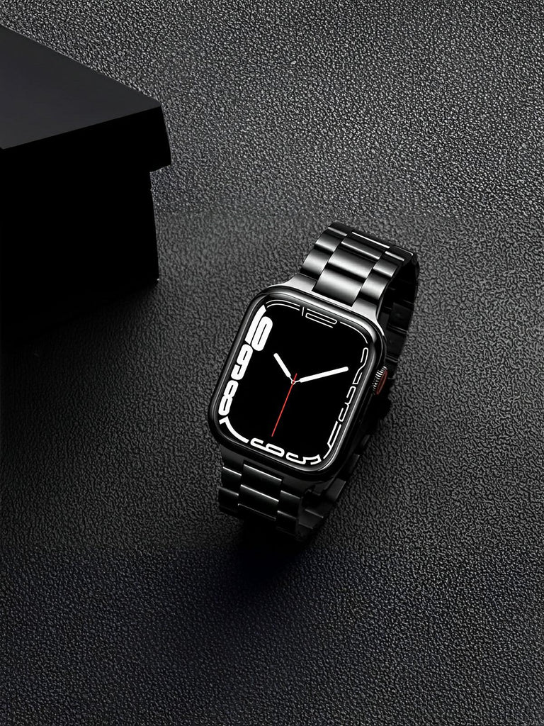 Bracelet acier inoxydable Apple Watch, design raffiné, maillons ajustables, fermoir invisible, confort et style, modèle Major - Bracelet Apple Watch - Noir 38 à 42mm