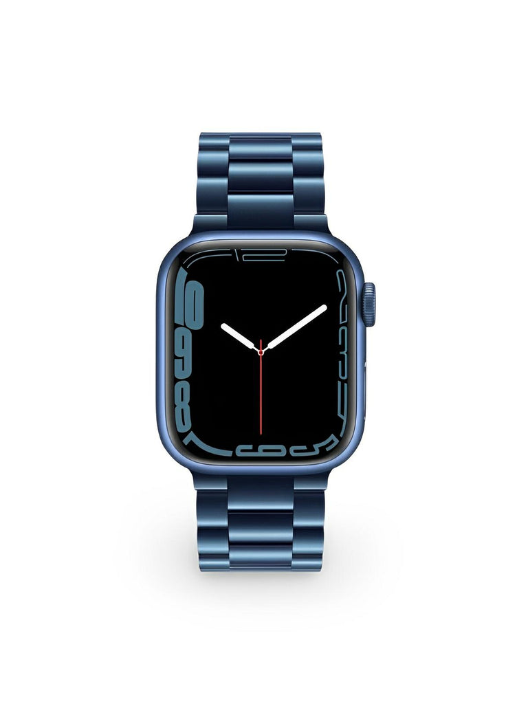 Bracelet acier inoxydable Apple Watch, design raffiné, maillons ajustables, fermoir invisible, confort et style, modèle Major - Bracelet Apple Watch - Bleu 38 à 42mm