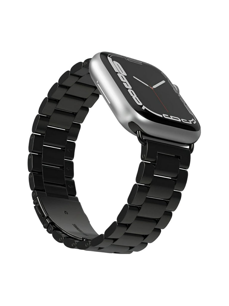 Bracelet acier inoxydable Apple Watch, design raffiné, maillons ajustables, fermoir invisible, confort et style, modèle Major - Bracelet Apple Watch - Noir 38 à 42mm
