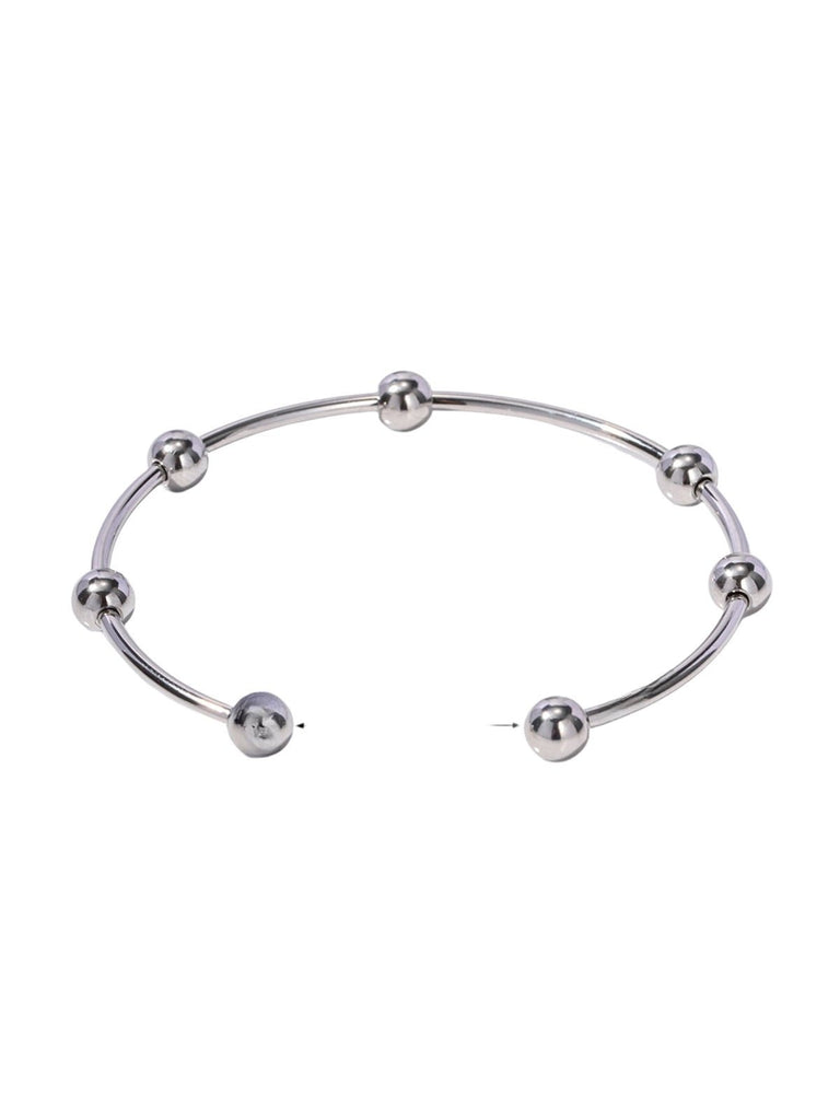 Bracelet acier inoxydable doré, bijou géométrique moderne, jonc rigide rond, style minimaliste femme, modèle Zendaya - Bracelet - Argent