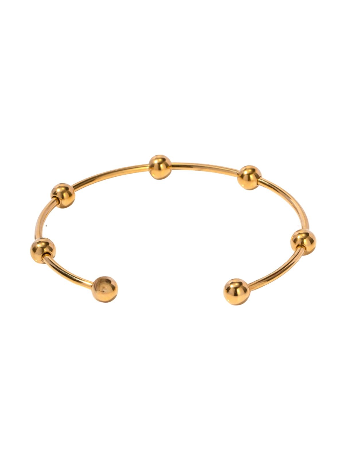 Bracelet acier inoxydable doré, bijou géométrique moderne, jonc rigide rond, style minimaliste femme, modèle Zendaya - Bracelet - Or