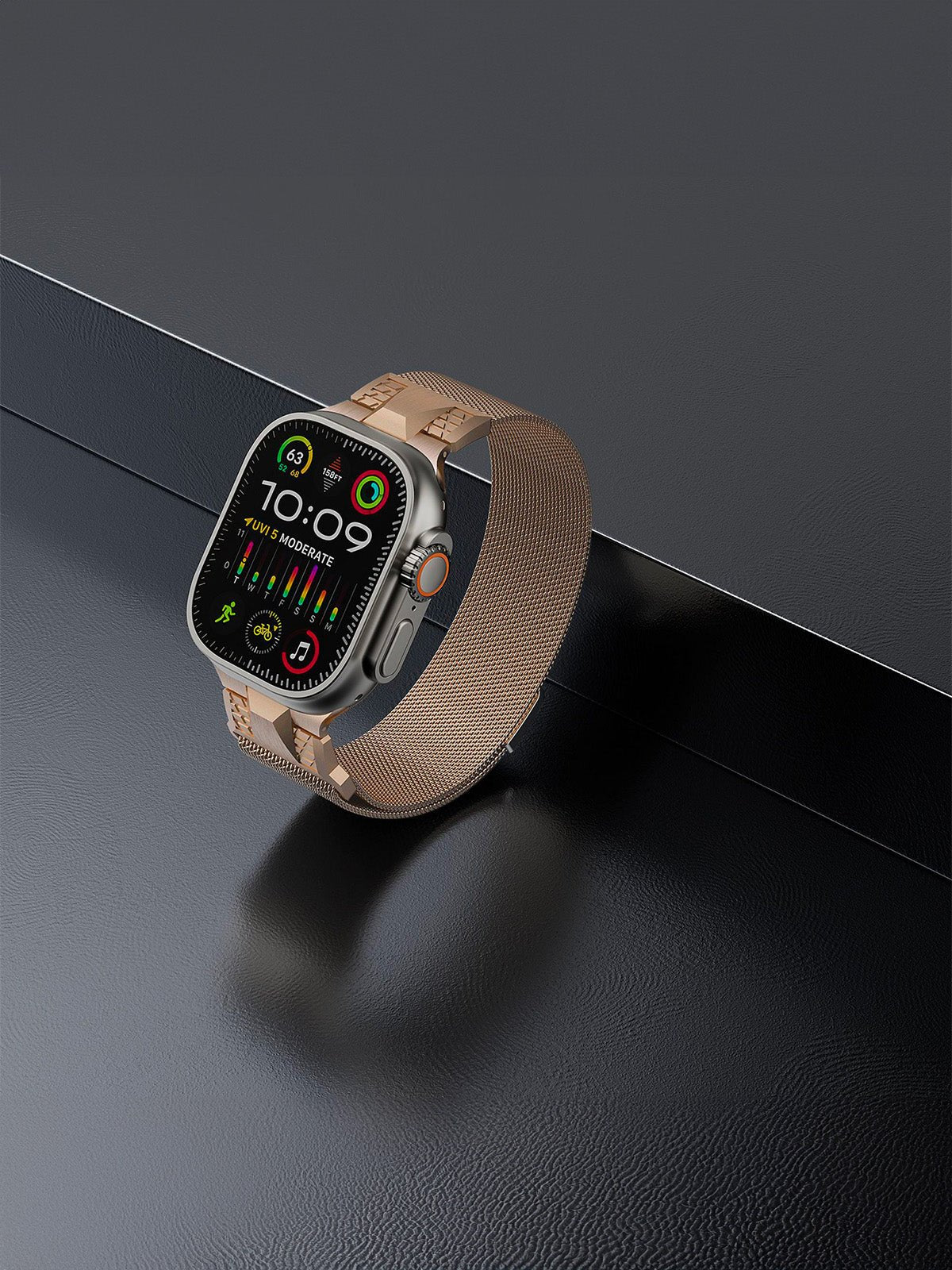 Bracelet Apple Watch acier inoxydable, aimanté, design Milanese, solide et résistant, ultra et series, modèle Nao - Bracelet Apple Watch - Beige 38 à 42mm