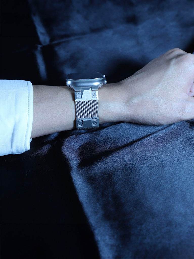 Bracelet Apple Watch acier inoxydable, aimanté, design Milanese, solide et résistant, ultra et series, modèle Nao - Bracelet Apple Watch - Argent 38 à 42mm