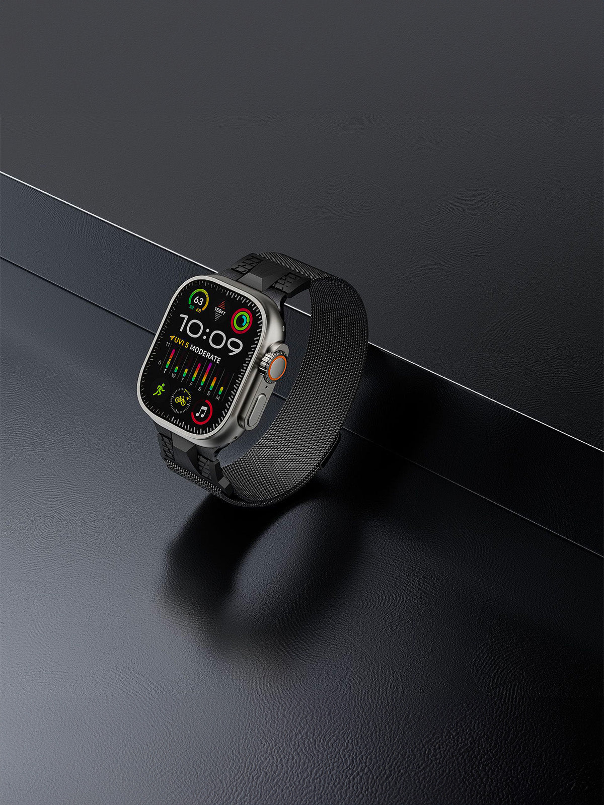 Bracelet Apple Watch acier inoxydable, aimanté, design Milanese, solide et résistant, ultra et series, modèle Nao - Bracelet Apple Watch - Gris foncé 38 à 42mm