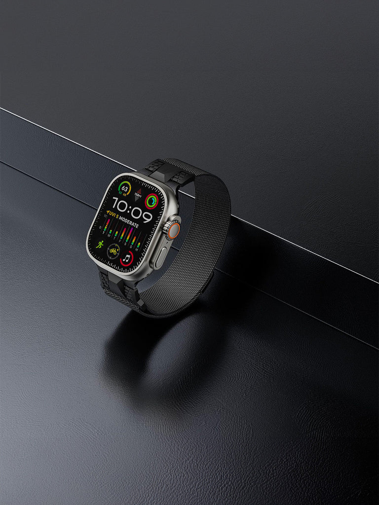 Bracelet Apple Watch acier inoxydable, aimanté, design Milanese, solide et résistant, ultra et series, modèle Nao - Bracelet Apple Watch - Gris foncé 38 à 42mm