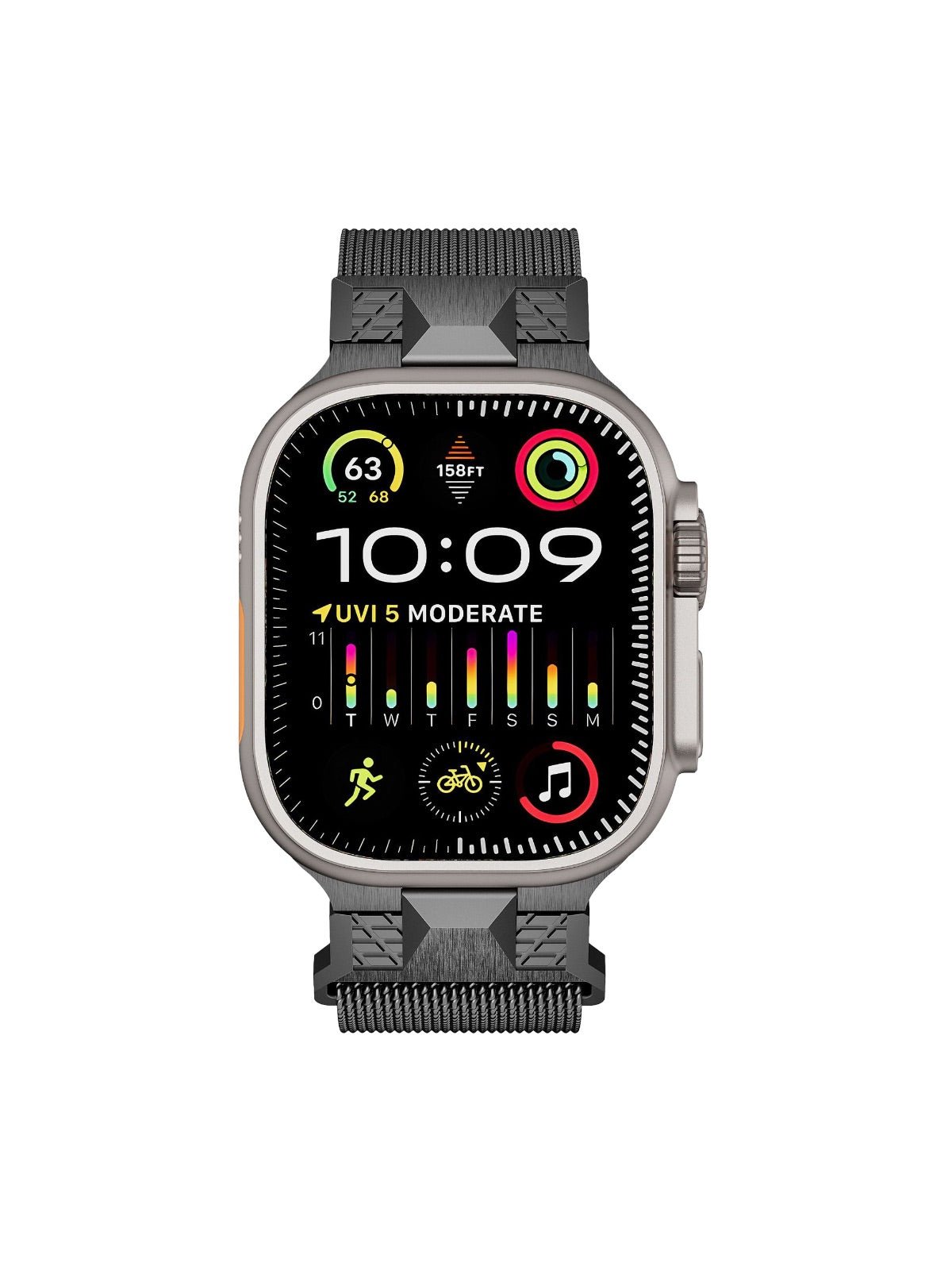 Bracelet Apple Watch acier inoxydable, aimanté, design Milanese, solide et résistant, ultra et series, modèle Nao - Bracelet Apple Watch - Gris foncé 38 à 42mm