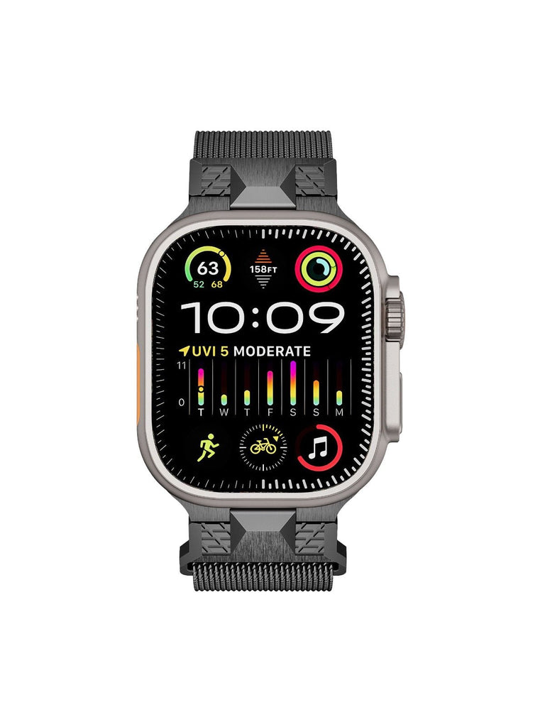 Bracelet Apple Watch acier inoxydable, aimanté, design Milanese, solide et résistant, ultra et series, modèle Nao - Bracelet Apple Watch - Gris foncé 38 à 42mm