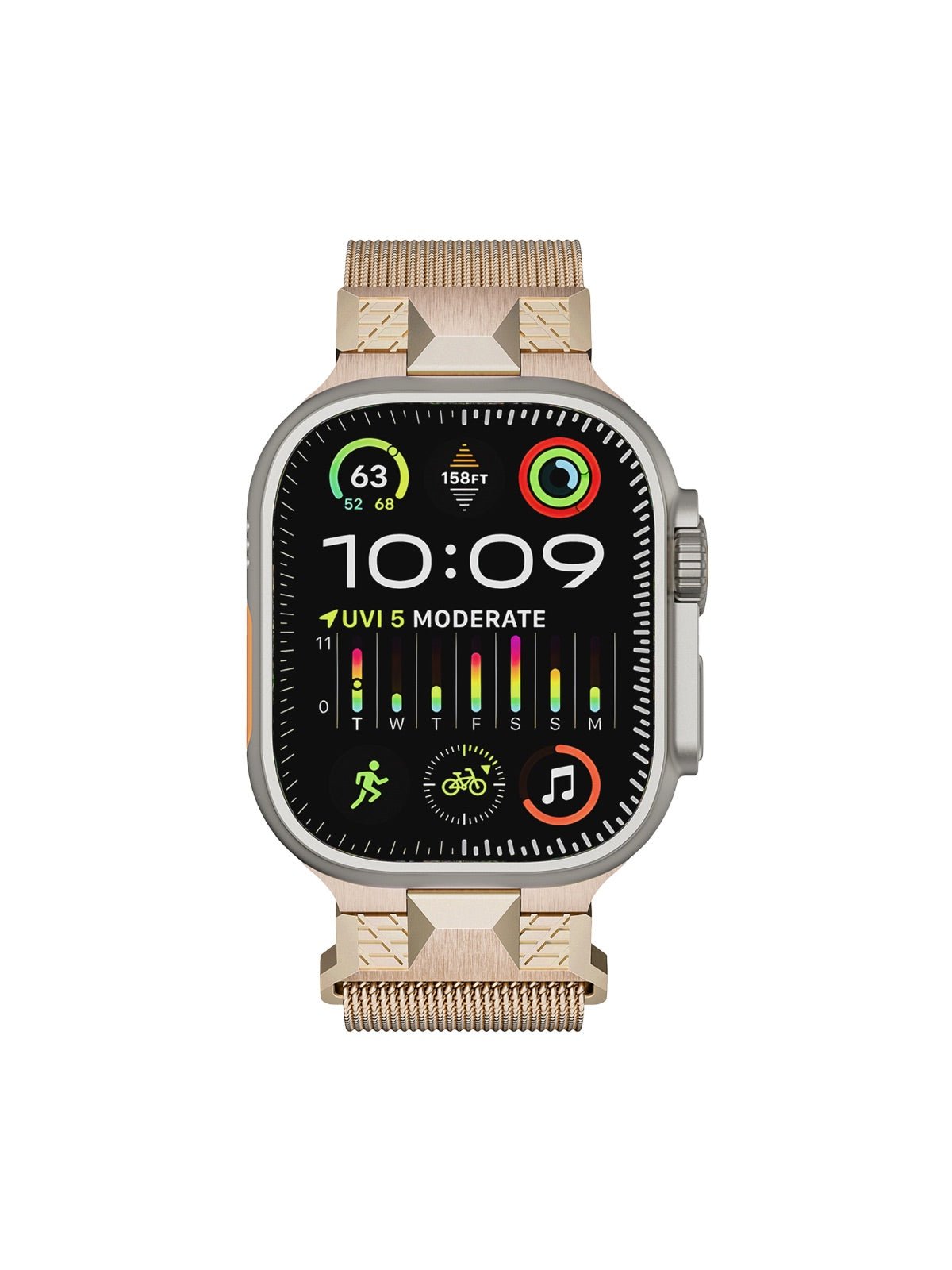 Bracelet Apple Watch acier inoxydable, aimanté, design Milanese, solide et résistant, ultra et series, modèle Nao - Bracelet Apple Watch - Beige 38 à 42mm
