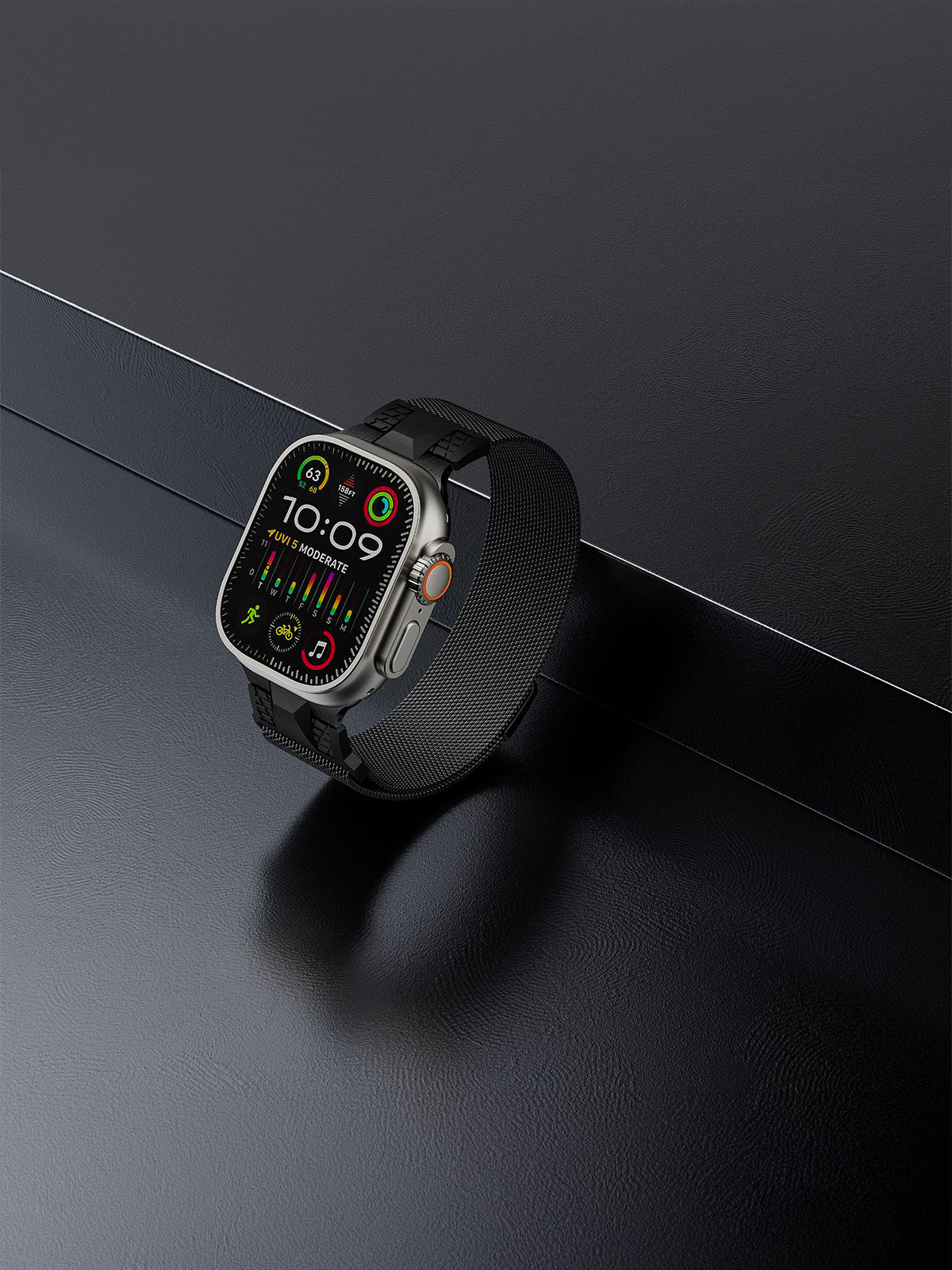 Bracelet Apple Watch acier inoxydable, aimanté, design Milanese, solide et résistant, ultra et series, modèle Nao - Bracelet Apple Watch - Noir 38 à 42mm