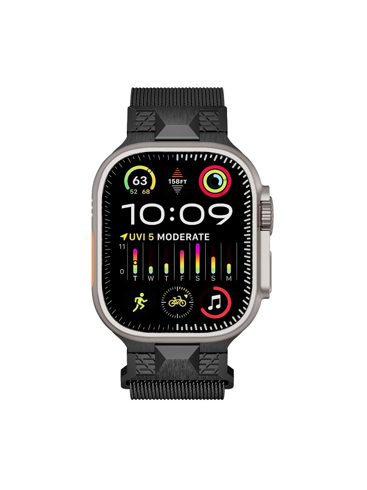 Bracelet Apple Watch acier inoxydable, aimanté, design Milanese, solide et résistant, ultra et series, modèle Nao - Bracelet Apple Watch - Noir 38 à 42mm