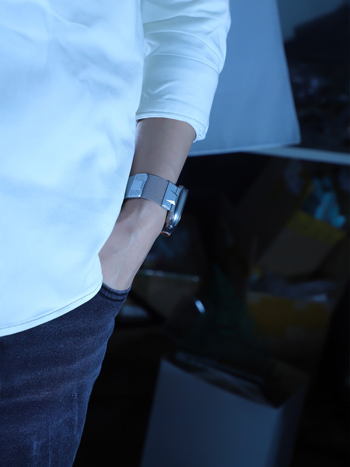 Bracelet Apple Watch acier inoxydable, aimanté, design Milanese, solide et résistant, ultra et series, modèle Nao - Bracelet Apple Watch - Argent 38 à 42mm