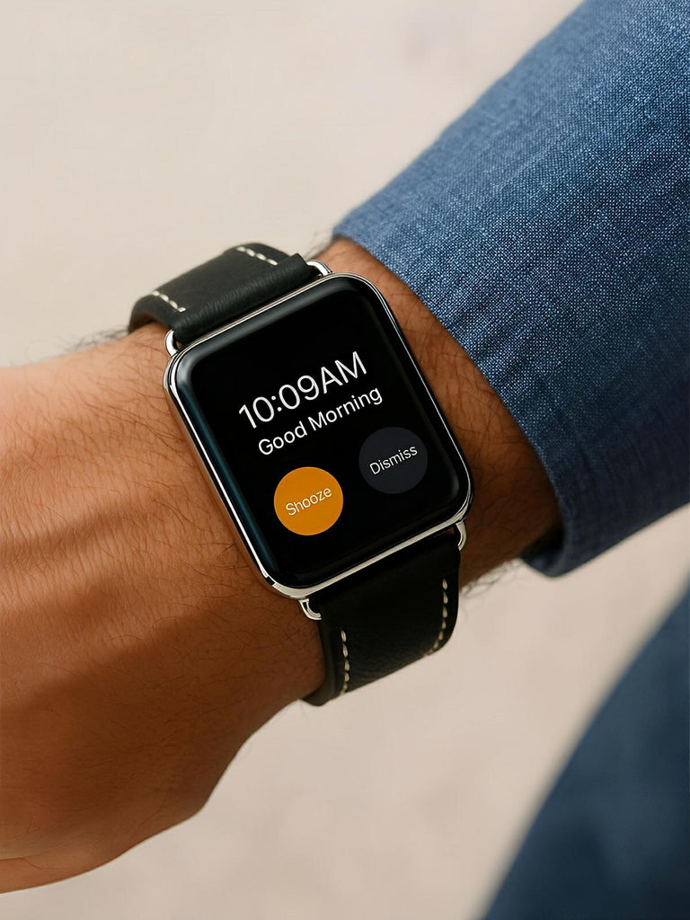 Bracelet Apple Watch cuir véritable, acier inoxydable, ajustable, pour l'homme moderne, modèle Lino - Bracelet Apple Watch - Noir 38 à 42mm