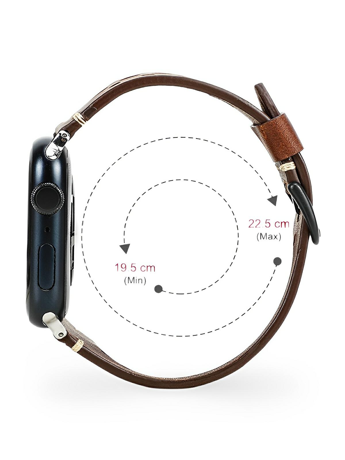 Bracelet Apple Watch cuir vintage, design perforé, boucle classique, modèle Lior - Bracelet Apple Watch - Marron 38 à 42mm
