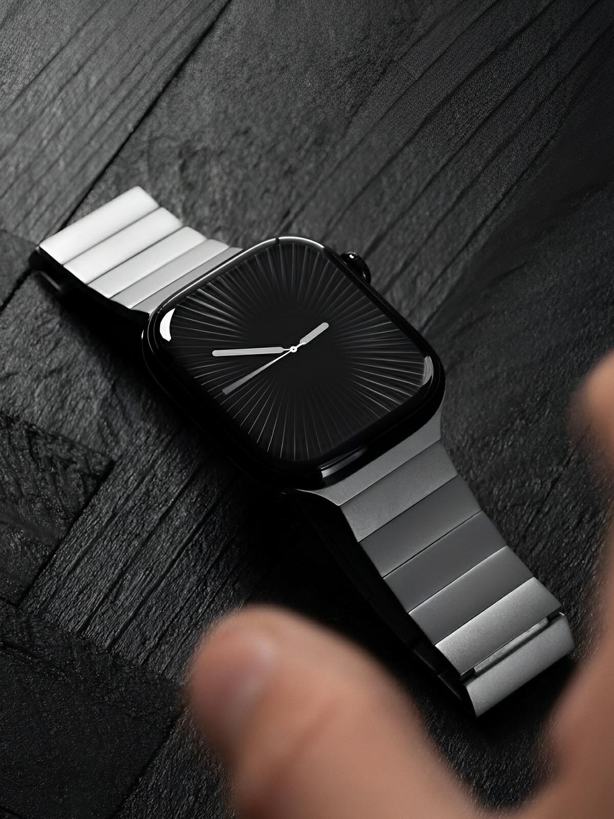 Bracelet Apple Watch en acier inoxydable 316, maillons ajustables, robuste, modèle Durin - Bracelet Apple Watch - Argent 38 à 42mm