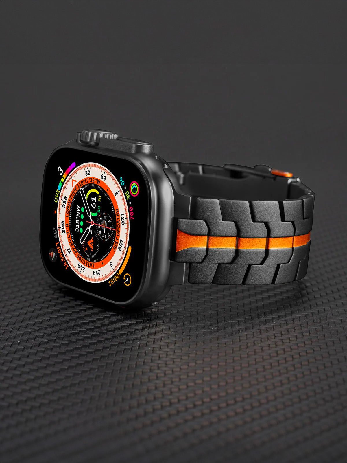 Bracelet Apple Watch Ultra, en acier inoxydable, design sport, fermeture déployante, haute technologie, modèle Titan - Bracelet Apple Watch - Noir 38 à 42mm