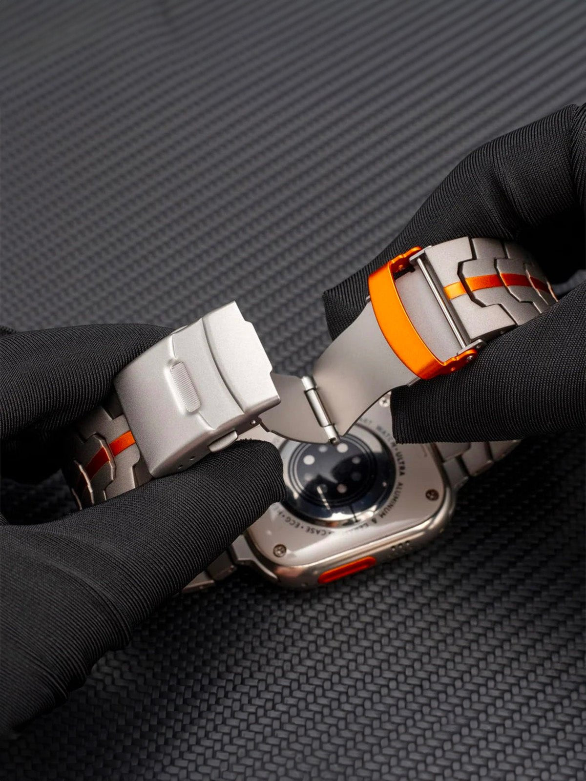 Bracelet Apple Watch Ultra, en acier inoxydable, design sport, fermeture déployante, haute technologie, modèle Titan - Bracelet Apple Watch - Argent 38 à 42mm