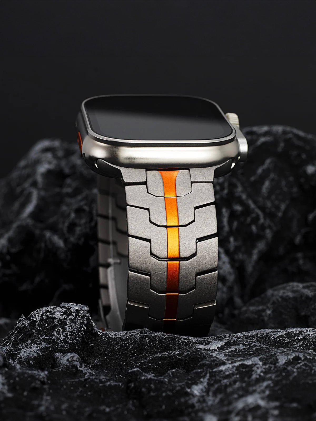 Bracelet Apple Watch Ultra, en acier inoxydable, design sport, fermeture déployante, haute technologie, modèle Titan - Bracelet Apple Watch - Argent 38 à 42mm