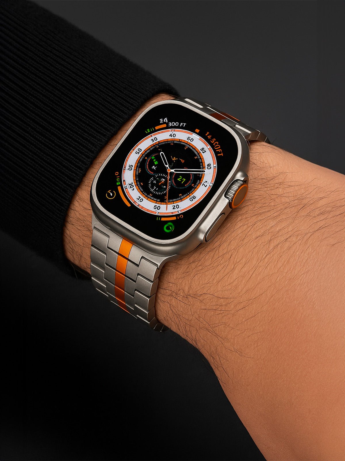 Bracelet Apple Watch Ultra, en acier inoxydable, design sport, fermeture déployante, haute technologie, modèle Titan - Bracelet Apple Watch - Argent 38 à 42mm