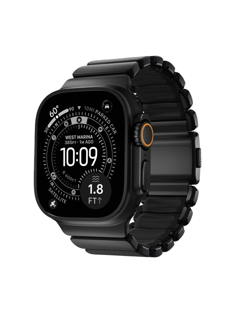 Bracelet Apple Watch Ultra Premium, en Titane Grade 4, fermeture magnétique N52, intérieur FKM, design sportif premium, look prestigieux, modèle Salvador - Bracelet Apple Watch - Noir 44 à 49 mm
