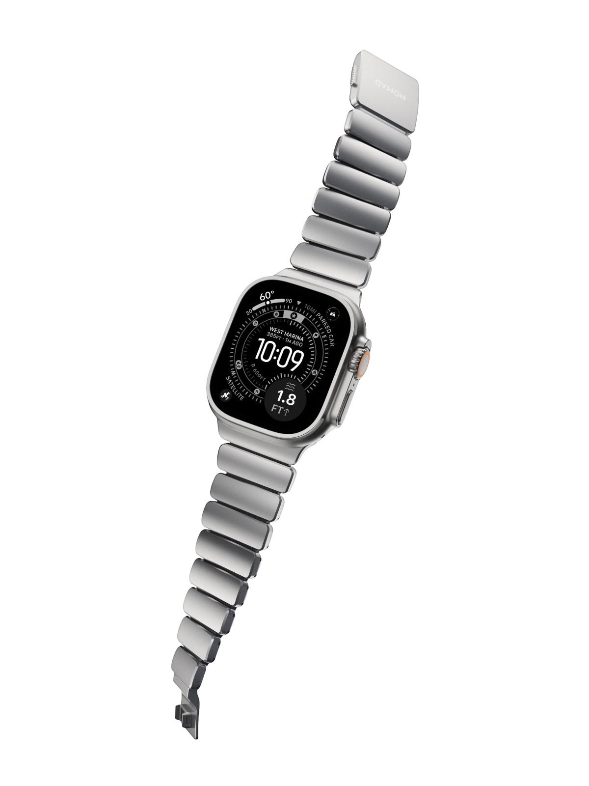 Bracelet Apple Watch Ultra Premium, en Titane Grade 4, fermeture magnétique N52, intérieur FKM, design sportif premium, look prestigieux, modèle Salvador - Bracelet Apple Watch - Argent et noir 44 à 49 mm