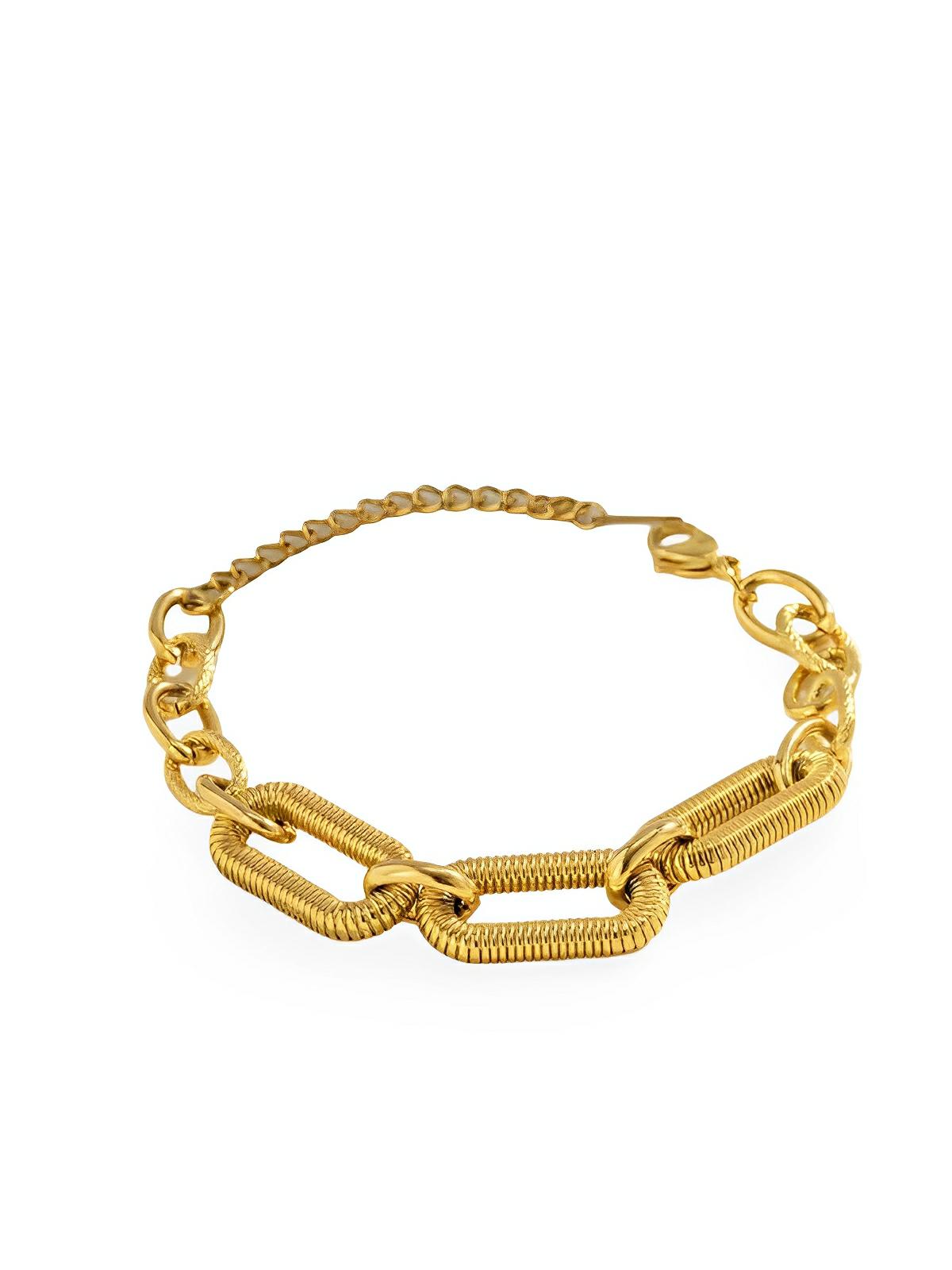 Bracelet chaîne cubaine, acier doré, fermoir mousqueton, style minimaliste, look oversize, modèle Celia - Bracelet - Or