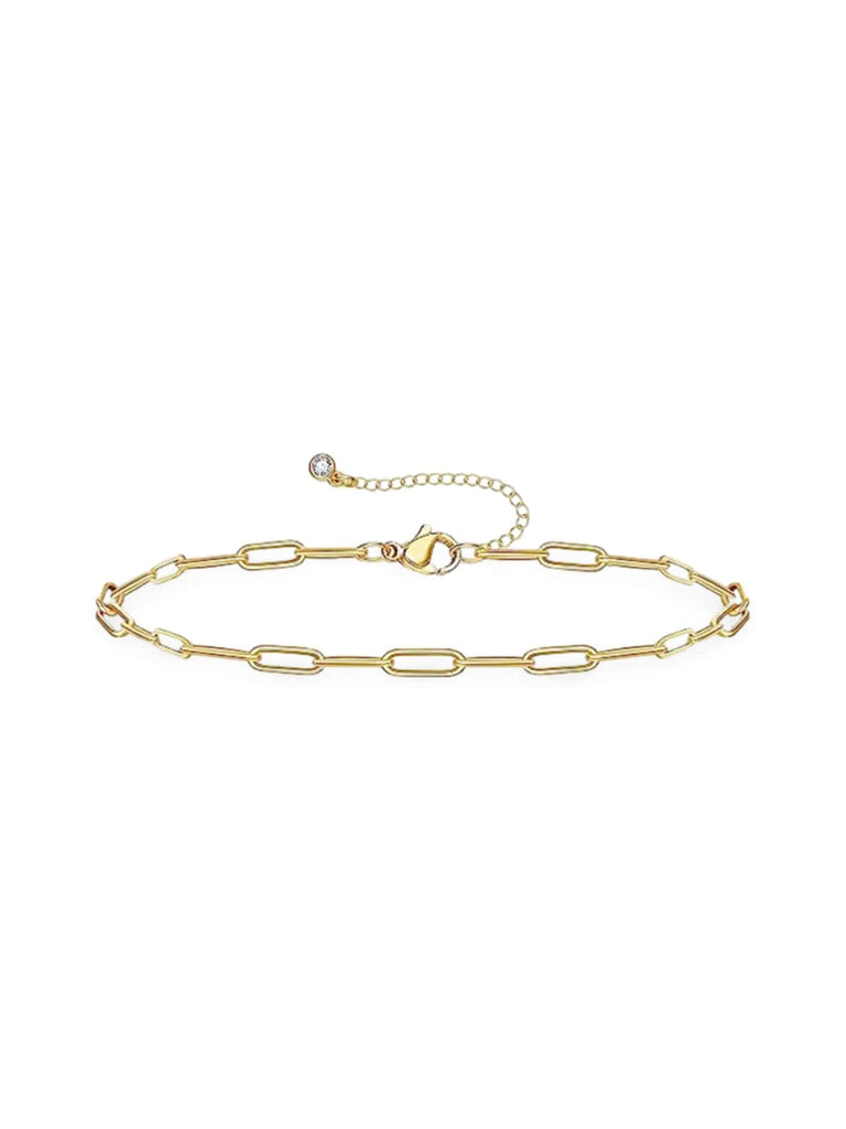 Bracelet chaîne femme, acier inoxydable, style vintage, plaqué or, fermoir mousqueton, modèle Laetitia - Bracelet - Or