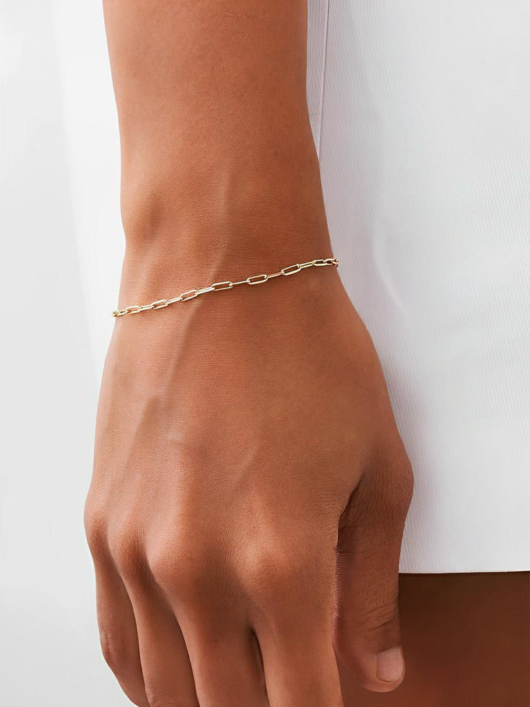 Bracelet chaîne homme, acier inoxydable, maille forçat fine, style minimaliste, modèle Kyle - Bracelet - Argent XS