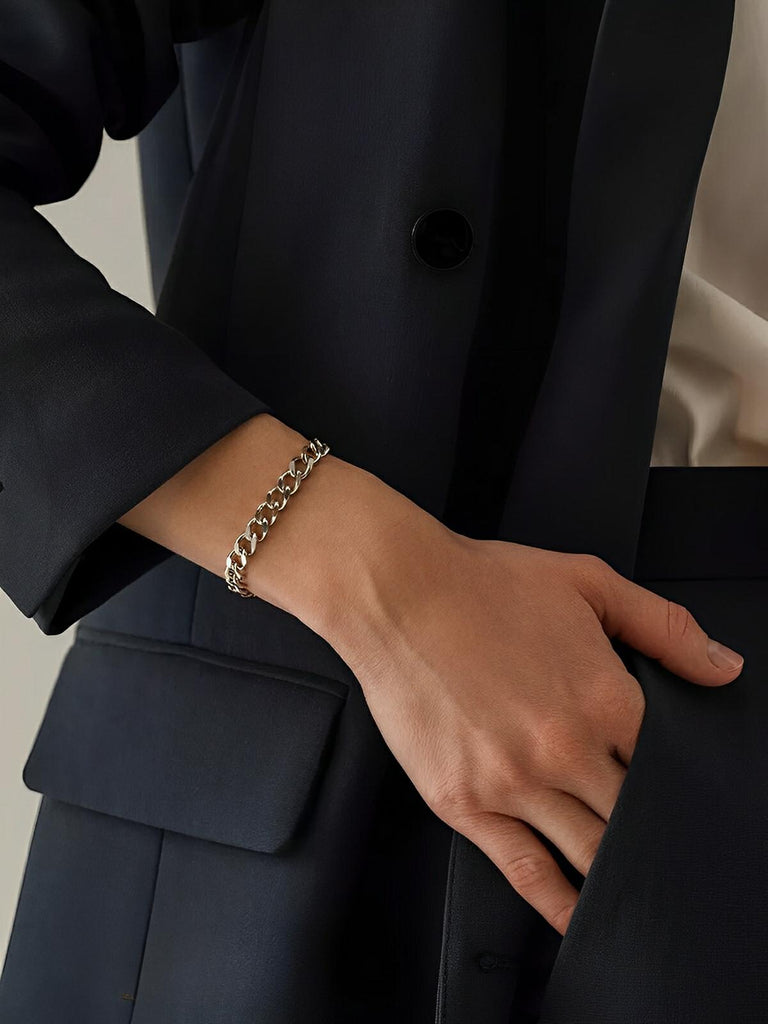 Bracelet chaîne maille gourmette en argent 925, au design indémodable, modèle Aris - Bracelet - Argent S