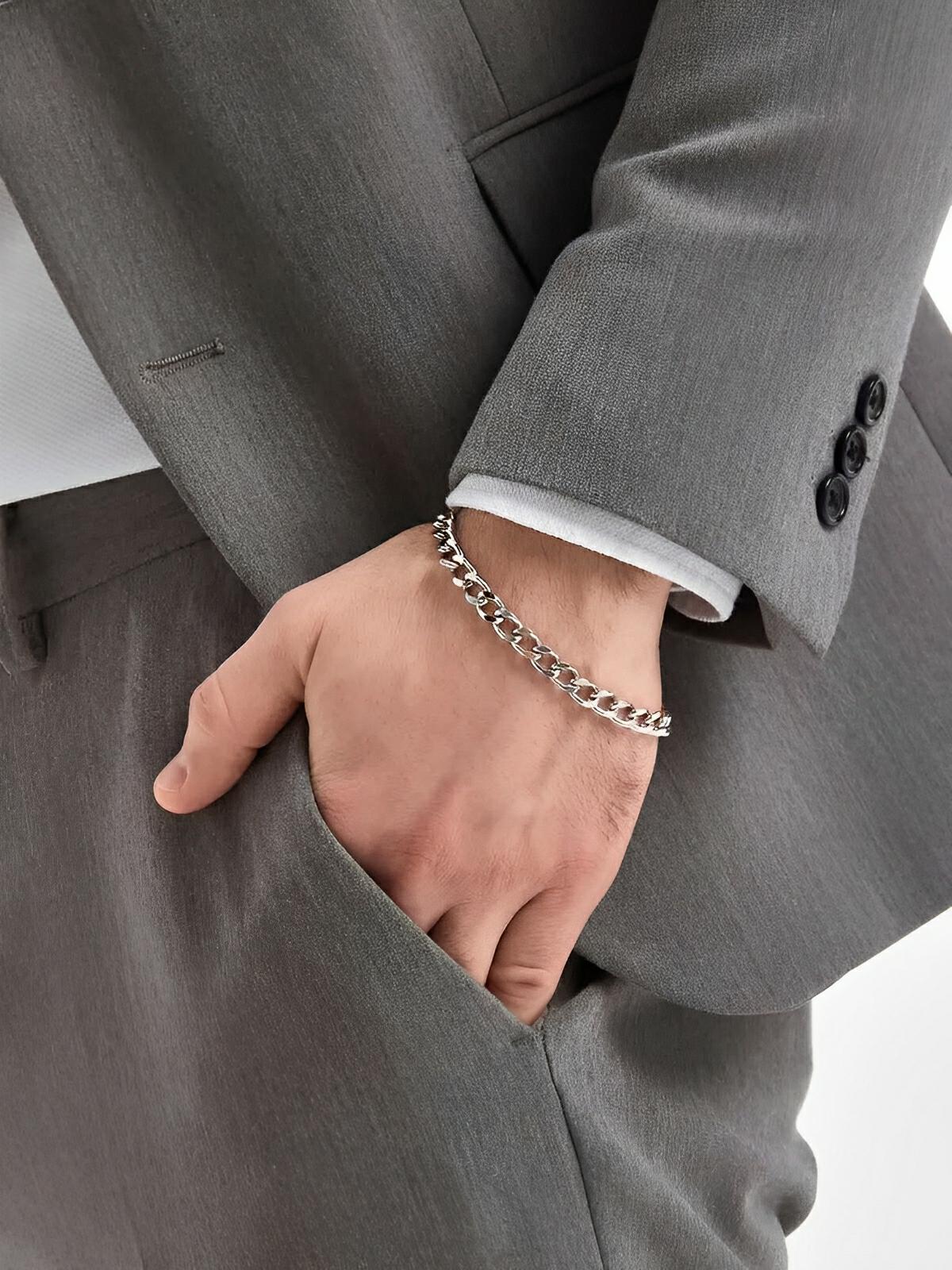 Bracelet chaîne maille gourmette en argent 925, au design indémodable, modèle Aris - Bracelet - Argent S