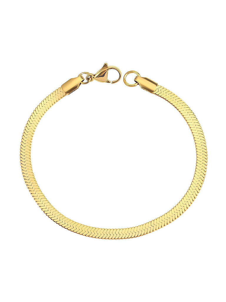 Bracelet chaîne plate snake, acier inoxydable, doré ou argenté, style minimaliste, 18 cm, modèle Luna - Bracelet - Or XS