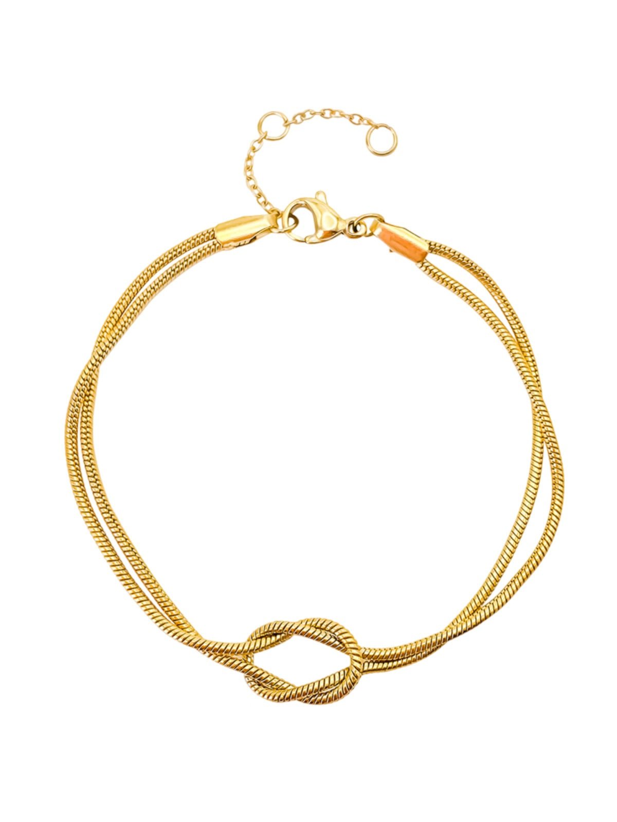 Bracelet chaîne serpent, nœud central, acier inoxydable, doré ou argenté, ajustable, modèle Link - Bracelet - Or