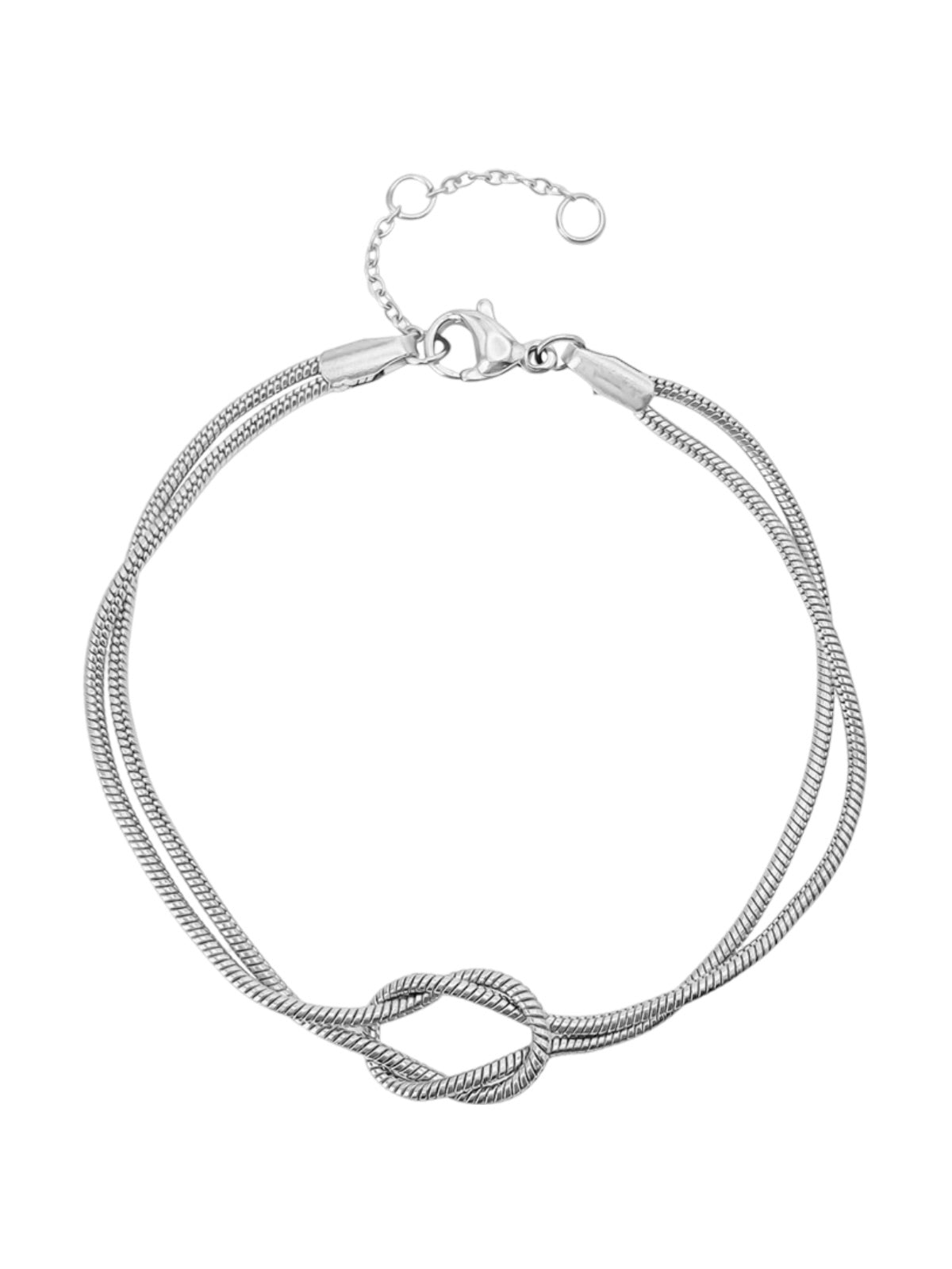 Bracelet chaîne serpent, nœud central, acier inoxydable, doré ou argenté, ajustable, modèle Link - Bracelet - Argent