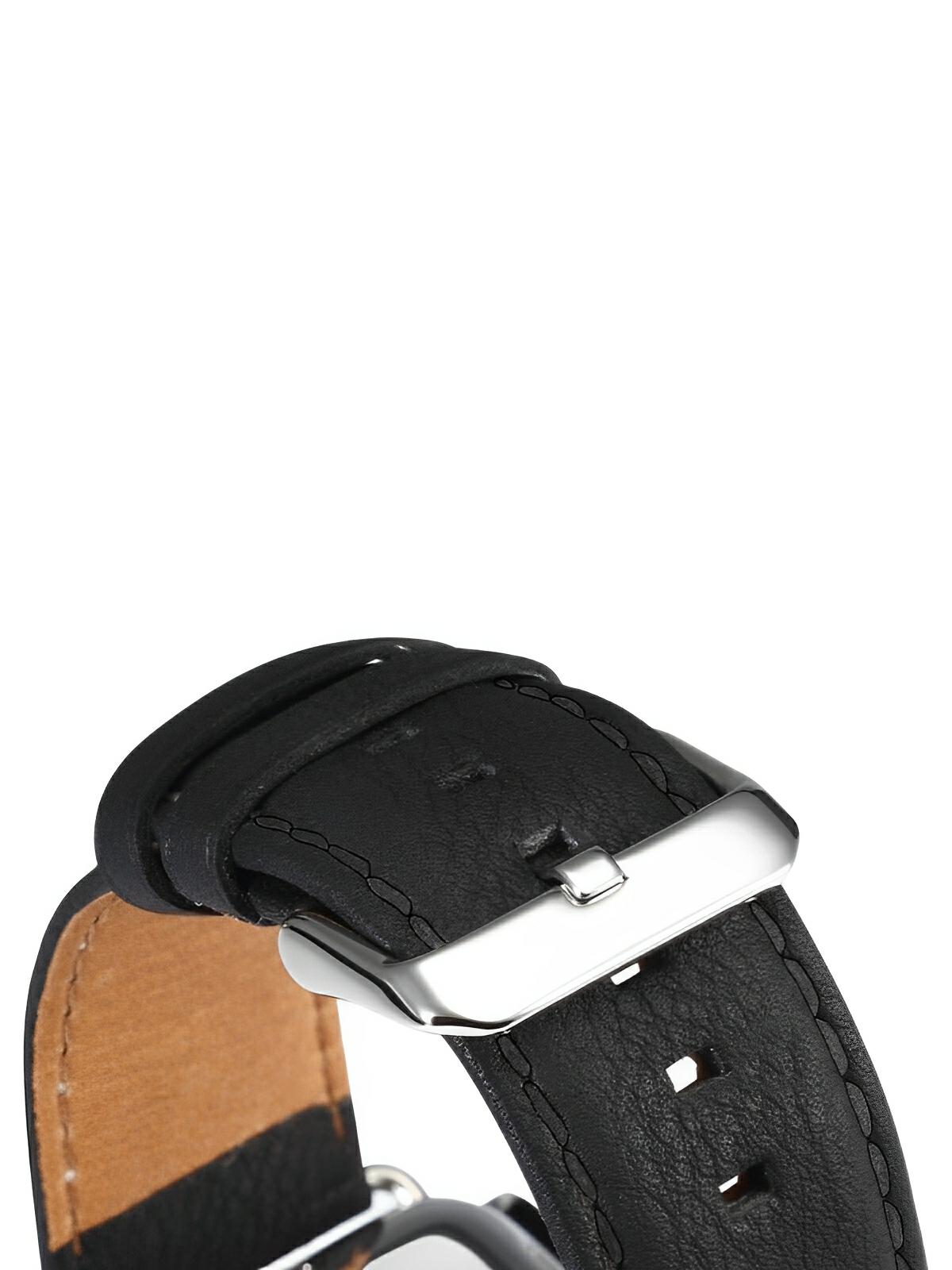 Bracelet cuir Apple Watch, acier inoxydable, ajustable, au ton raffiné, modèle Jonas - Bracelet Apple Watch - Noir 38 à 42mm