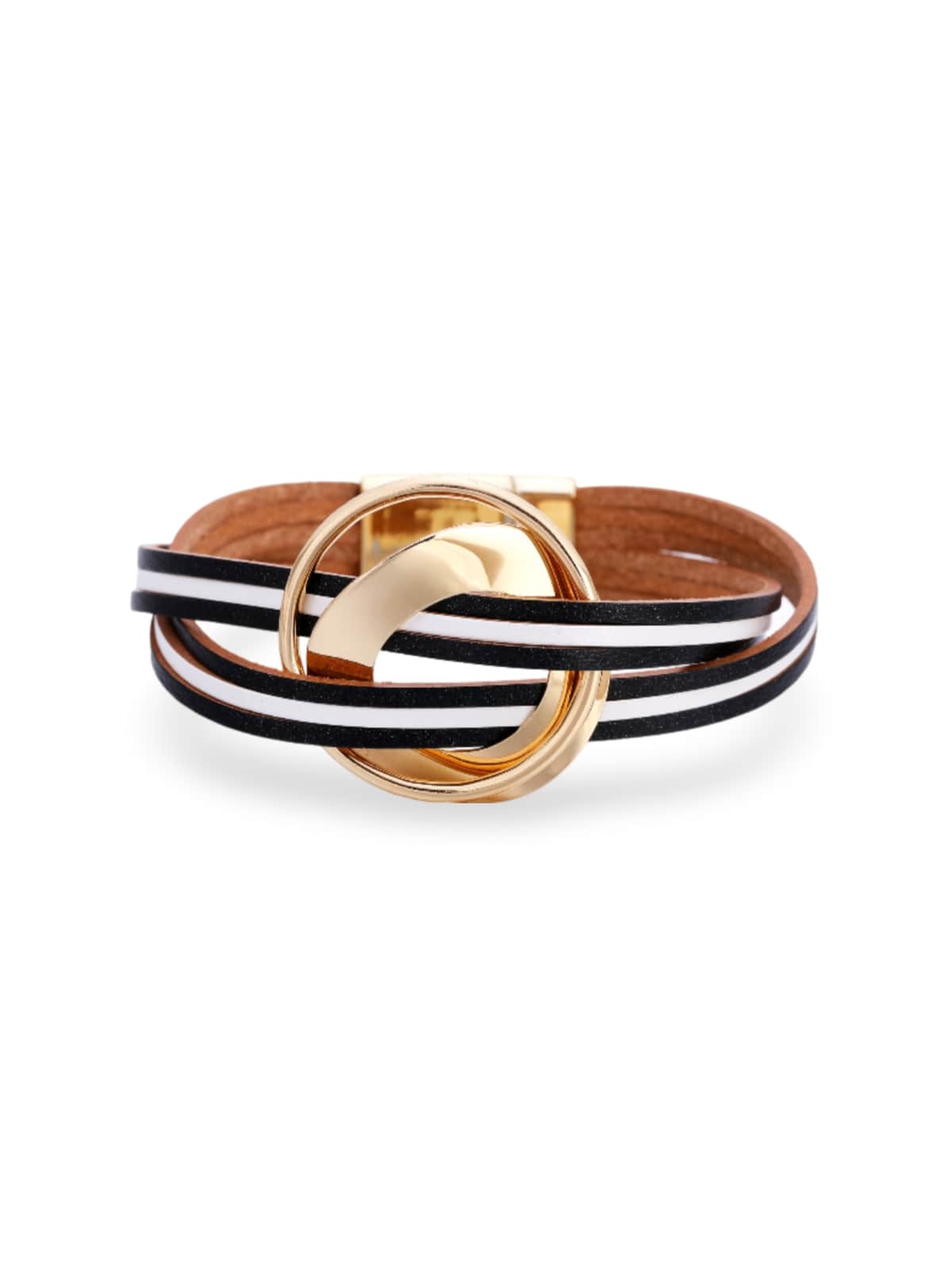 Bracelet cuir multirangs, magnétique, femme, style bohème, large, coloré, modèle Odylle - Bracelet - Rose
