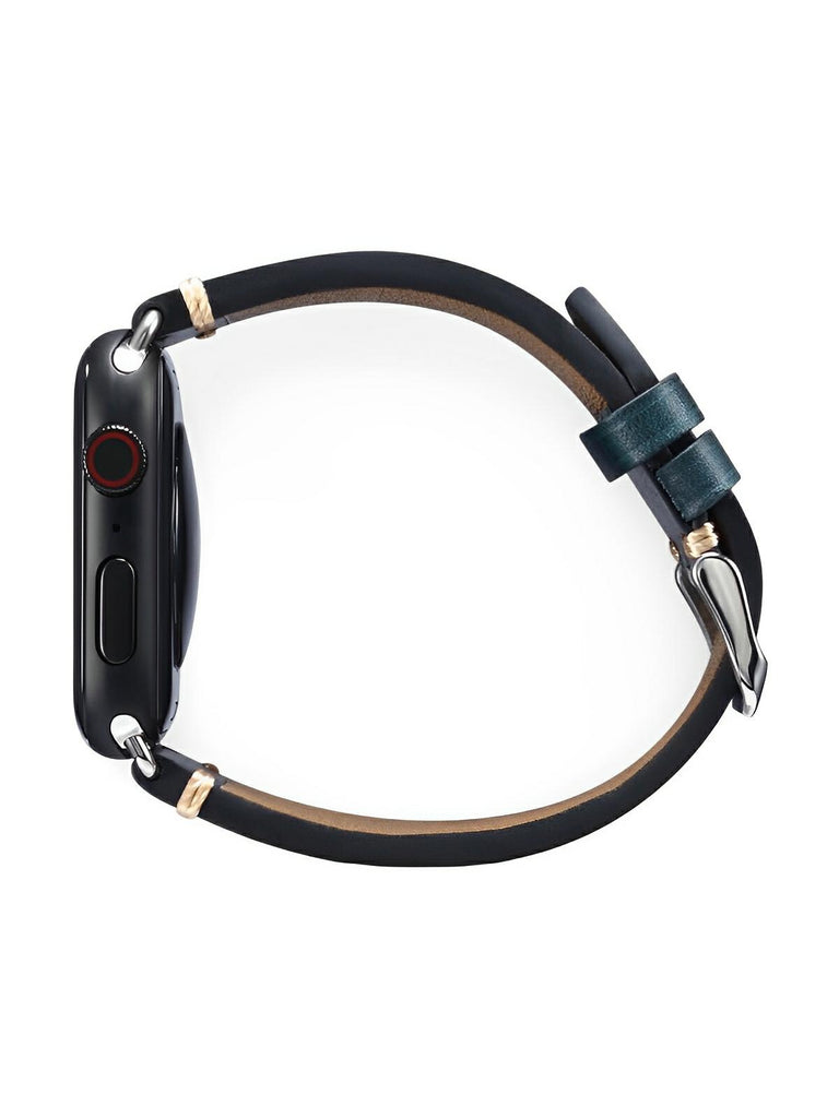 Bracelet cuir pleine fleur Apple Watch, acier inoxydable, aux coutures apparentes, modèle Josselin - Bracelet Apple Watch - Marron 38 à 42mm