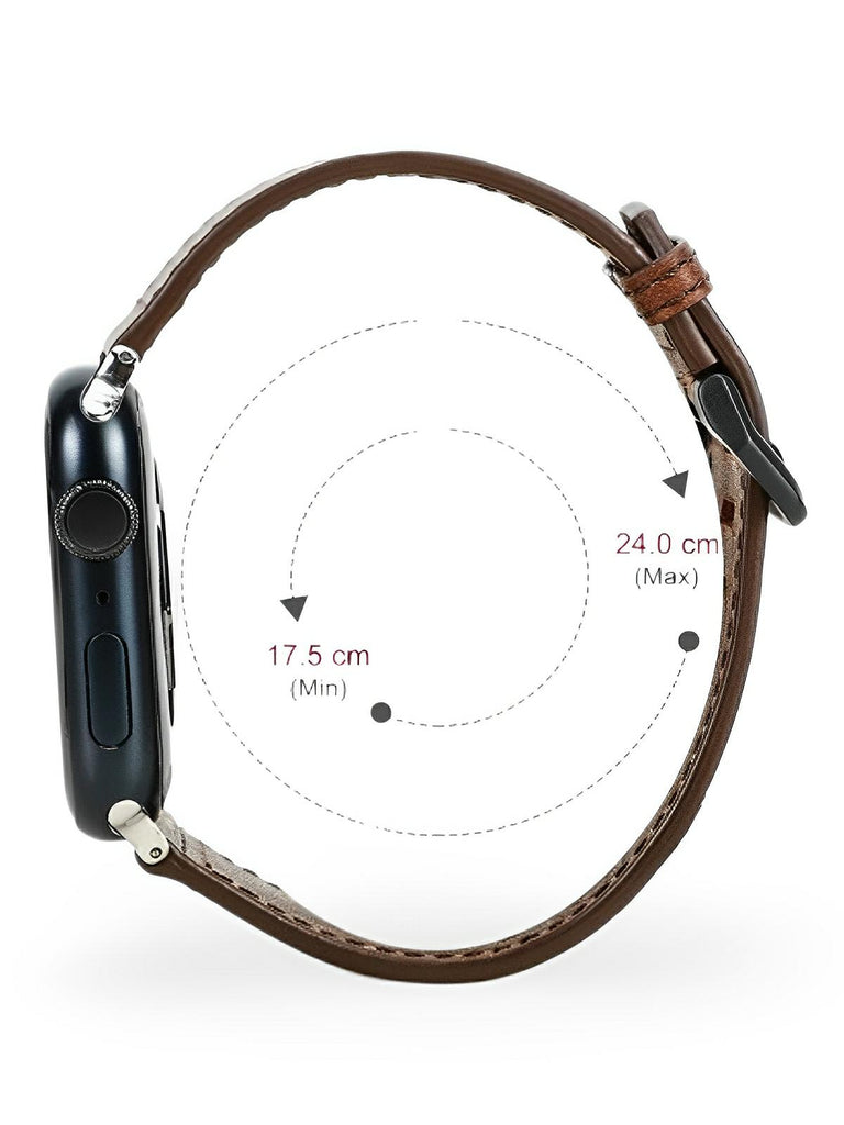 Bracelet cuir vintage Apple Watch, véritable cuir, boucle métallique, compatible toutes séries, modèle Damio - Bracelet Apple Watch - Marron 38 à 42mm