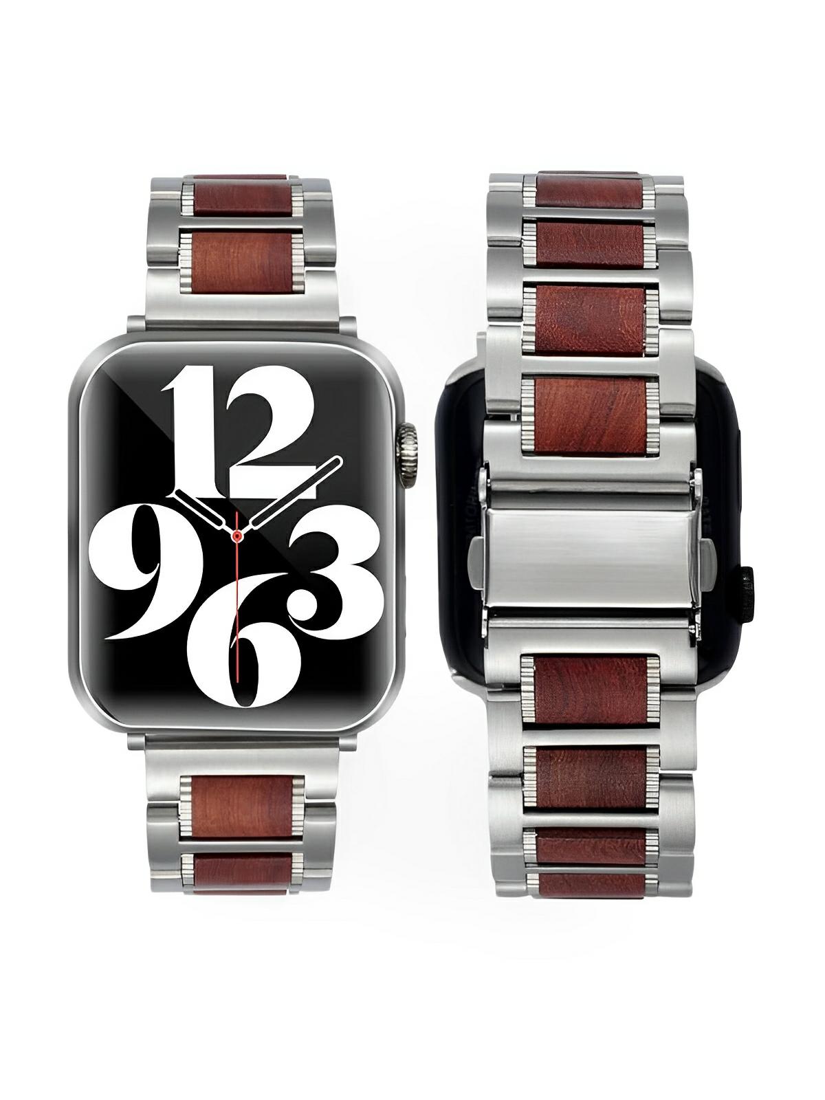 Bracelet en acier et bois pour Apple Watch, un style unique et naturel, modèle Donovac
