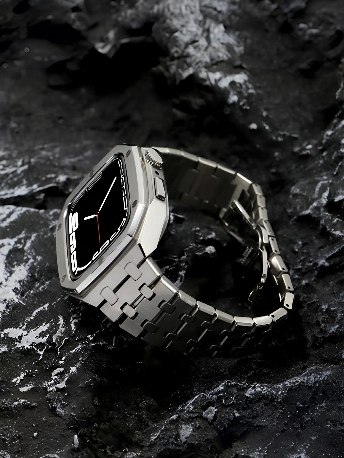 Bracelet en acier pour Apple Watch, élégance et caractère, design luxueux, modèle Achille - Bracelet Apple Watch - Argent 40 mm
