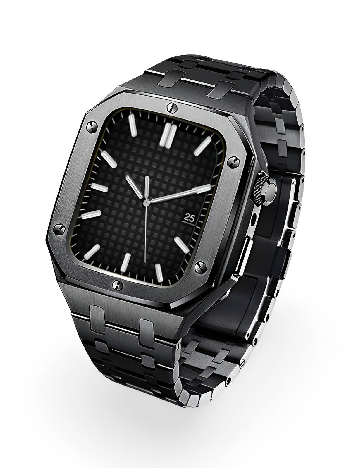 Bracelet en acier pour Apple Watch, élégance et caractère, design luxueux, modèle Achille - Bracelet Apple Watch - Noir 40 mm