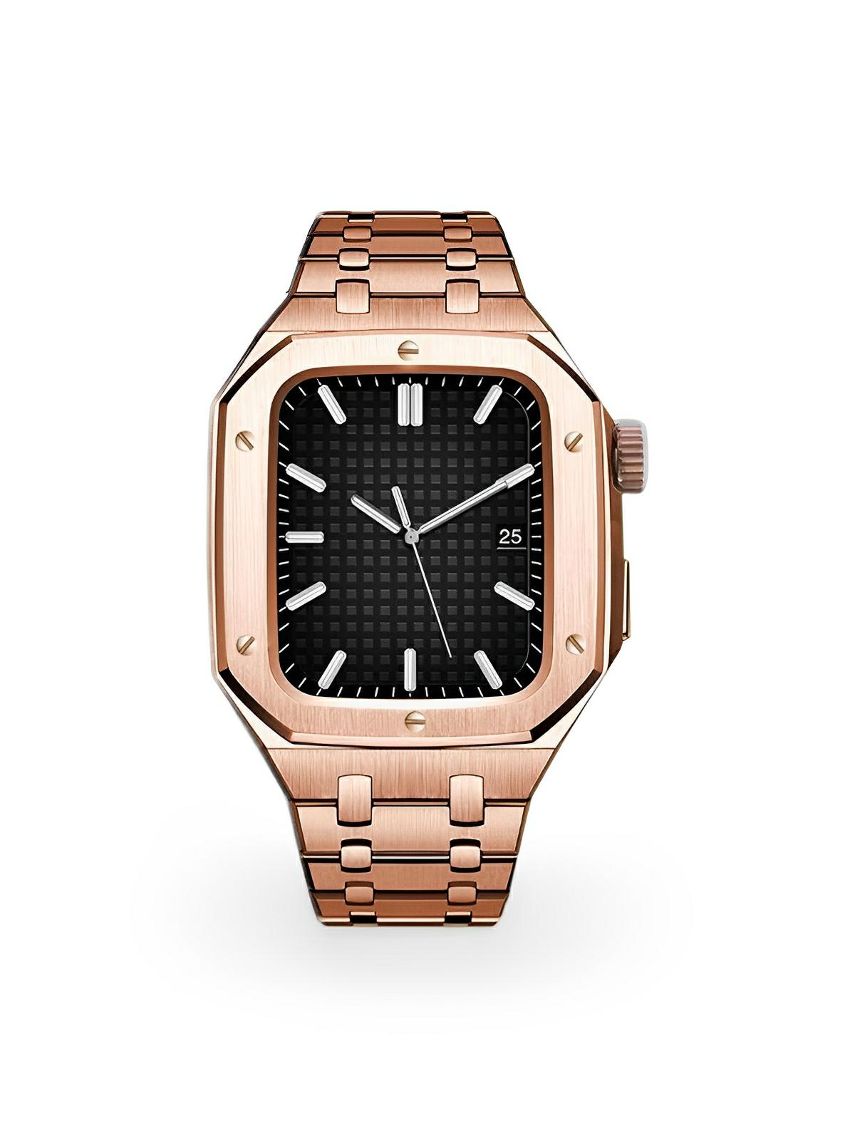 Bracelet en acier pour Apple Watch, élégance et caractère, design luxueux, modèle Achille - Bracelet Apple Watch - Or rosé 40 mm