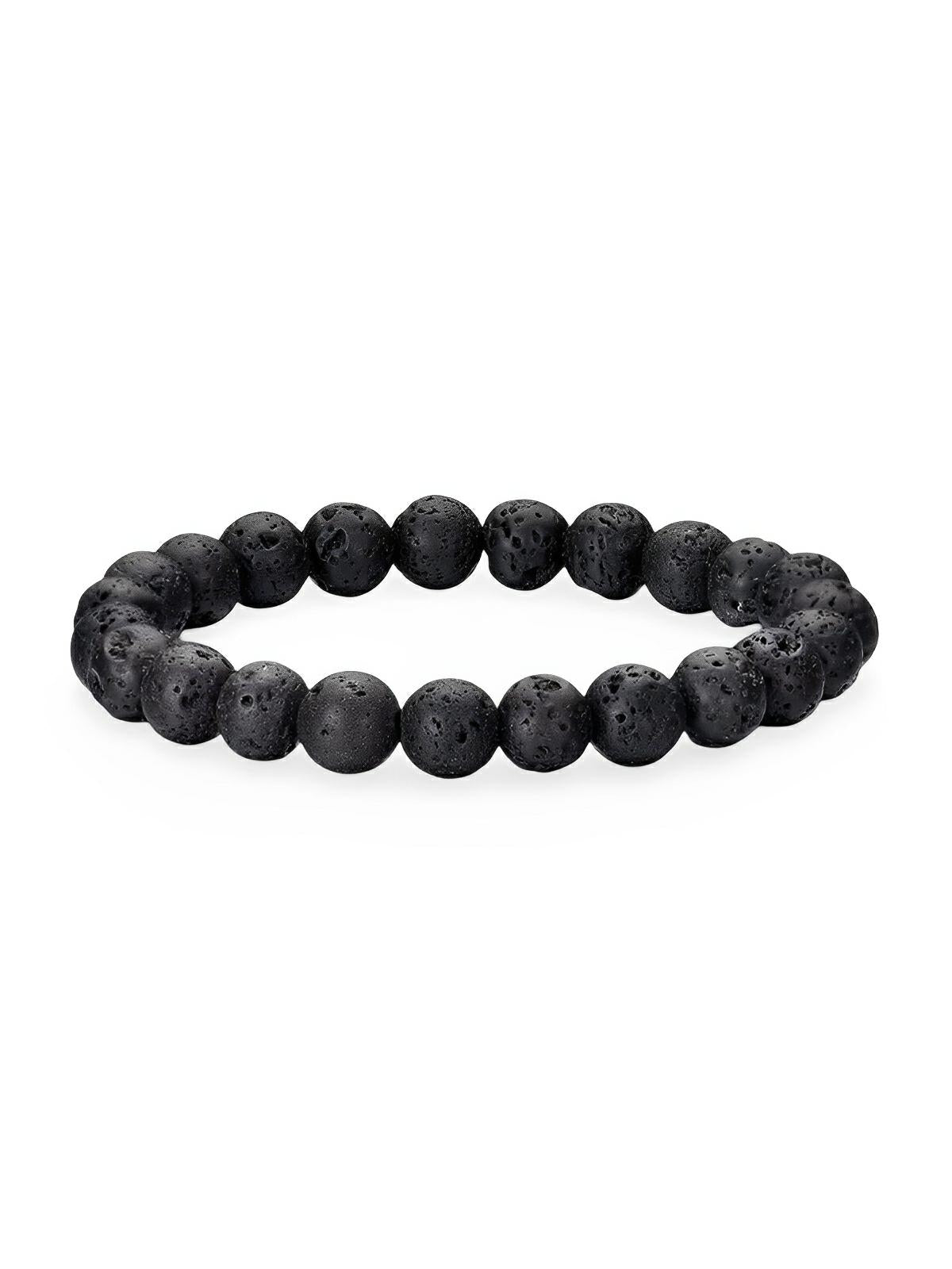 Bracelet en pierres naturelles, élastique, au style précieux et indispensable, modèle Lome - Bracelet - Pierre volcanique S