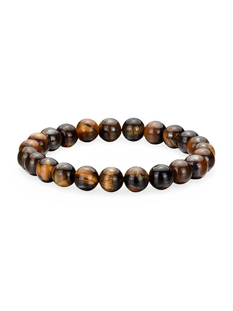 Bracelet en pierres naturelles, élastique, au style précieux et indispensable, modèle Lome - Bracelet - Œil de tigre S