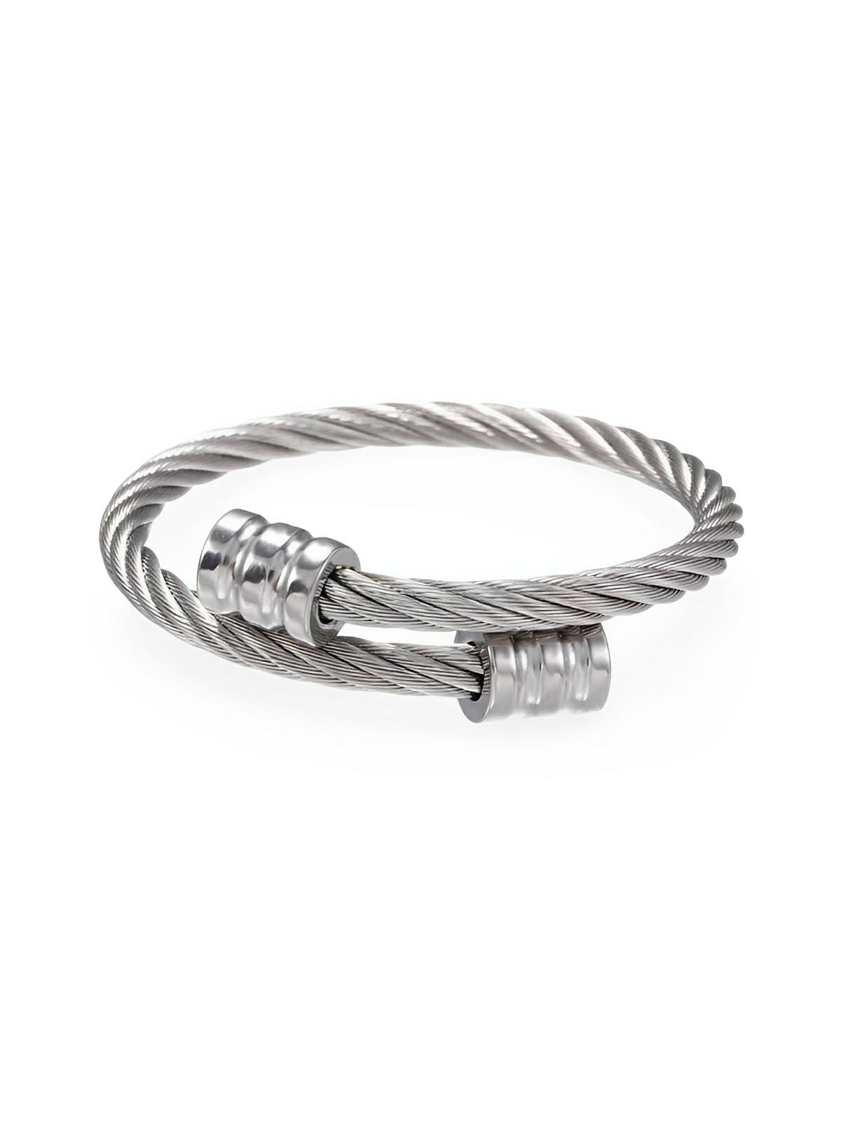 Bracelet femme acier inoxydable, bijou enroulé géométrique, design chic, accessoire Y2K, style affirmé, modèle Anastasie - Bracelet - Argent