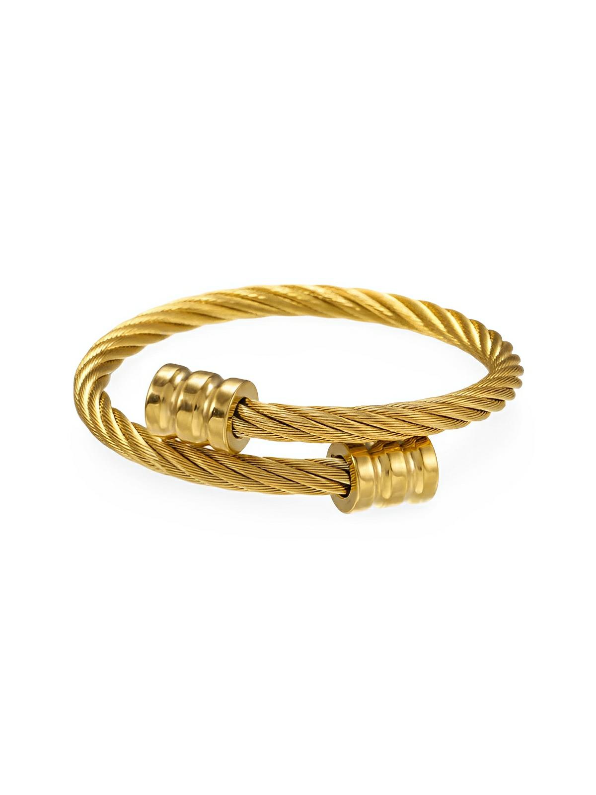 Bracelet femme acier inoxydable, bijou enroulé géométrique, design chic, accessoire Y2K, style affirmé, modèle Anastasie - Bracelet - Or