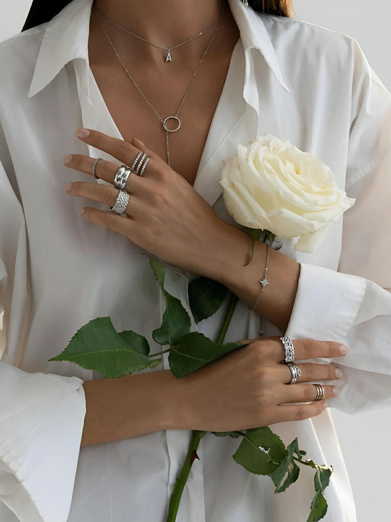 Bracelet femme argent 925, étoile zircon, chaîne fine ajustable, style minimaliste, bijou tendance quotidien, modèle Emmie - Bracelet - Argent