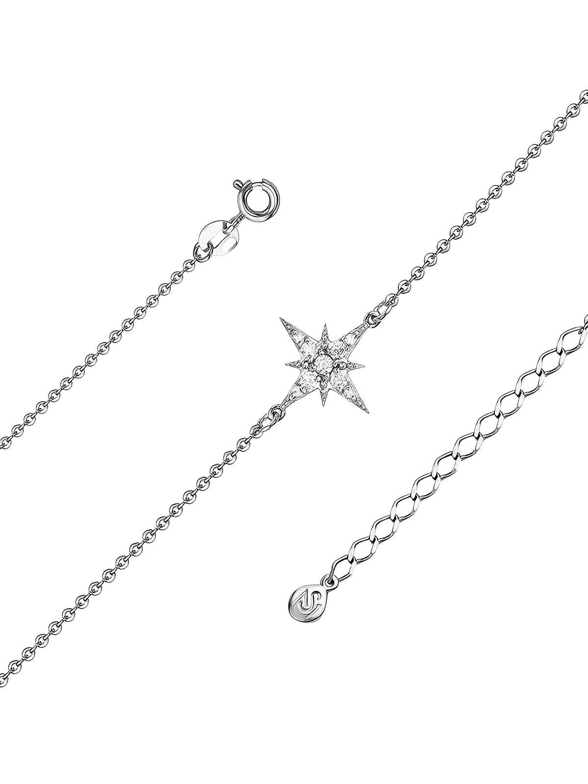 Bracelet femme argent 925, étoile zircon, chaîne fine ajustable, style minimaliste, bijou tendance quotidien, modèle Emmie - Bracelet - Argent